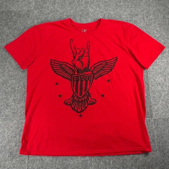 OP T-Shirt Mens Size XL Red USA Patriotic Print Short Sleeve 100% Cotton - Picture 1 of 10